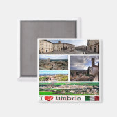 UMB004 UMBRIA I Love，モザイク，イタリア，冷蔵庫 マグネット (正面/裏面)