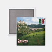 UMB010 SPOLETO, Panorama, Umbria,イタリア,冷蔵庫 マグネット (正面/裏面)