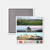 UMB014 SPOLETO I Love, Mosaic, Umbria,冷蔵庫 マグネット (正面/裏面)