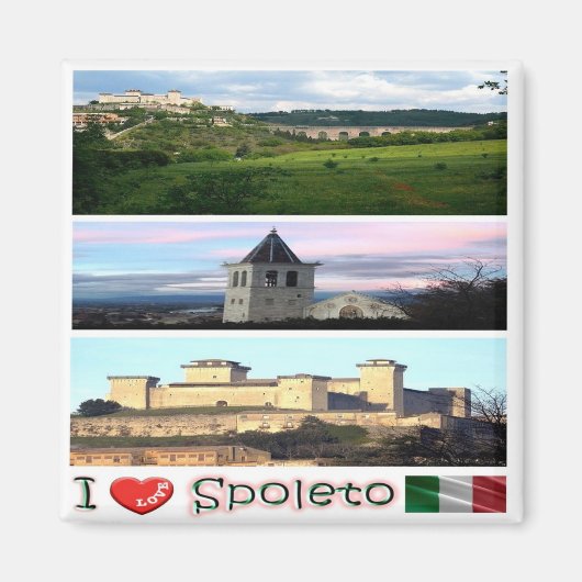 UMB014 SPOLETO I Love, Mosaic, Umbria,冷蔵庫 マグネット (正面)