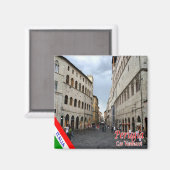 UMB016 PERUGIA, Corso Vannucci, Umbria,冷蔵庫 マグネット (正面/裏面)
