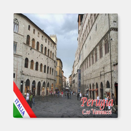 UMB016 PERUGIA, Corso Vannucci, Umbria,冷蔵庫 マグネット (正面)