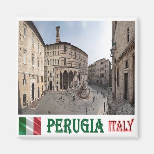 UMB017 PERUGIA, Cityscape, Umbria，イタリア，冷蔵庫 マグネット (正面)
