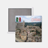 UMB019 ORVIETO, Aerial View, Umbria，イタリア，冷蔵庫 マグネット (正面/裏面)