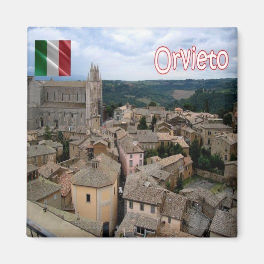 UMB019 ORVIETO, Aerial View, Umbria，イタリア，冷蔵庫 マグネット (正面)