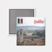 UMB023 GUBBIO, Panorama, Umbria，イタリア，冷蔵庫 マグネット (正面/裏面)