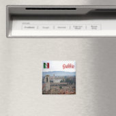UMB023 GUBBIO, Panorama, Umbria，イタリア，冷蔵庫 マグネット (インサイチュ (食洗機))
