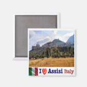 UMB033 ASSISI, I Love, Umbria，イタリア，冷蔵庫 マグネット (正面/裏面)