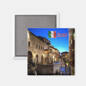 UMB034 ASSISI，タウンホールスクエア，ウンブリア，冷蔵庫 マグネット (正面/裏面)