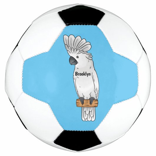Umbrella cockatoo bird cartoon illustration  サッカーボール (正面)