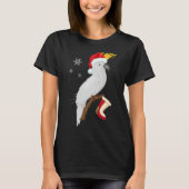 Umbrella Cockatoo Santa Hat Funny Christmas Tシャツ (正面)