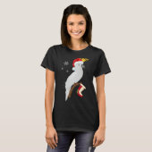 Umbrella Cockatoo Santa Hat Funny Christmas Tシャツ (正面フル)