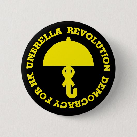 UMBRELLA REVOLUTION, DEMOCRACY FOR HK. 缶バッジ (正面)