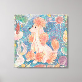 "Umi Poodle" Pink Poodle & Seashell Dream Canvas A キャンバスプリント