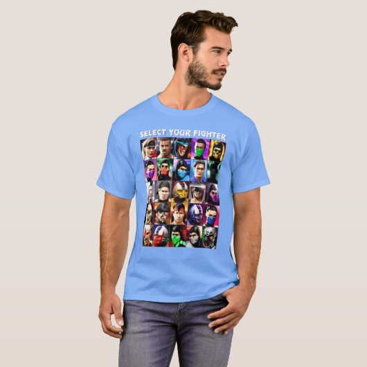 UMK3 モータルコンバット ファイターセレクト ブラックネイビー f Tシャツ (正面フル)