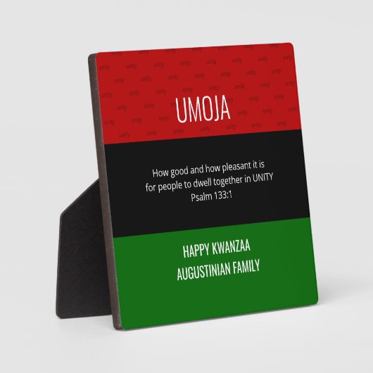 UMOJAkunizuke Umoja Unity Happy Kwanzaa Plaque フォトプラーク (正面)