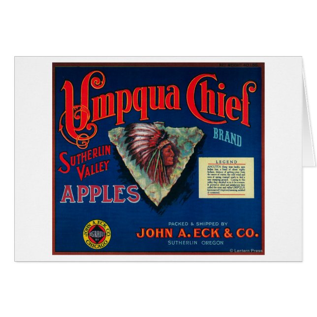 Umpqua Chief Apple Crate LabelSutherlin、または (正面横)