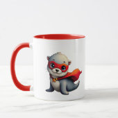Un adorable bébé loutre super-héros. マグカップ (左)