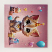 Un adorable chaton qui fête son anniversaire ジグソーパズル (横)