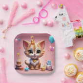 Un adorable chaton qui fête son anniversaire ペーパープレート (パーティー)