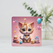 Un adorable chaton qui fête son anniversaire 招待状 (スタンド正面)