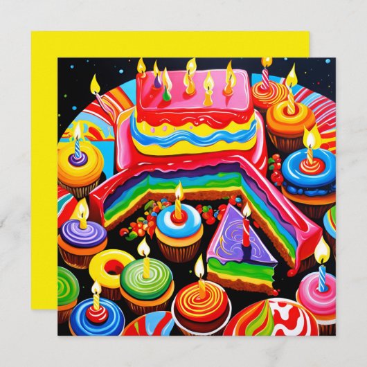 Un anniversaire tout en couleur 招待状 (正面/裏面)