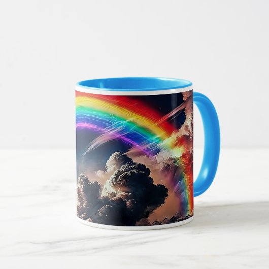 Un arc en ciel dans un ciel orageux. マグカップ (正面右)
