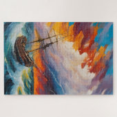 Un bâteau pris dans une tempête impressionniste ジグソーパズル (横)