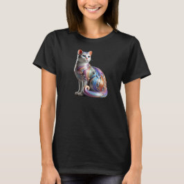 Un beau chat assis en trois dimensions. tシャツ
