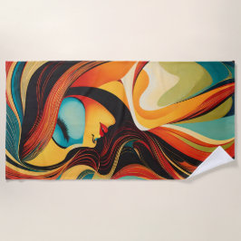 Un beau portrait abstrait ビーチタオル