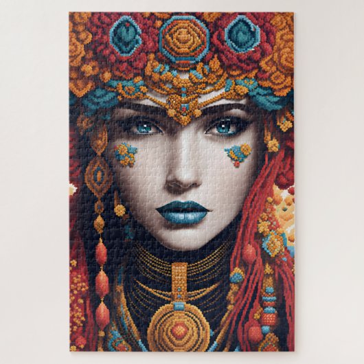 Un beau portrait en pixel art ジグソーパズル (縦)