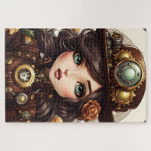 Un beau portrait steampunk fleuri ジグソーパズル (横)