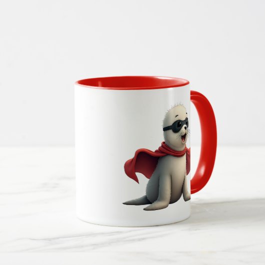 Un bébé phoque super-héros. マグカップ (正面右)