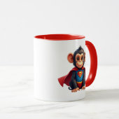 Un bébé singe super-héros avec sa cape. マグカップ (正面右)