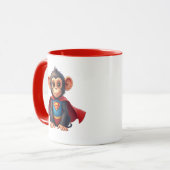 Un bébé singe super-héros avec sa cape. マグカップ (正面左)