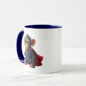 Un bébé singe super-héros avec sa cape. マグカップ (正面左)