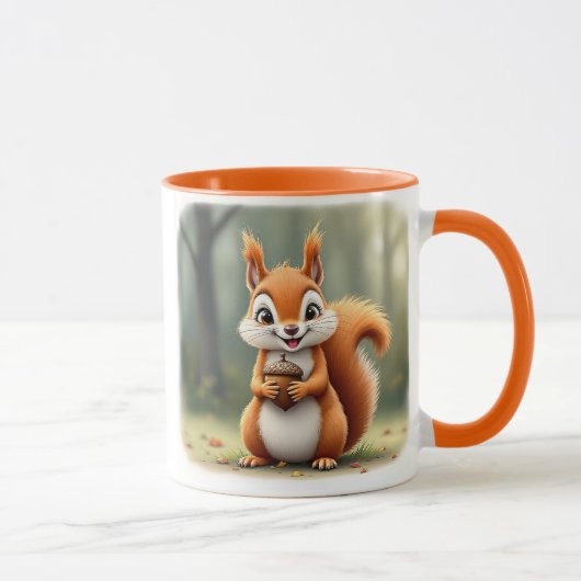 Un bel écureuil vous présente sa noisette. マグカップ (右)