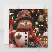 Un bonhomme de neige joyeux pour les fêtes  カード (正面)