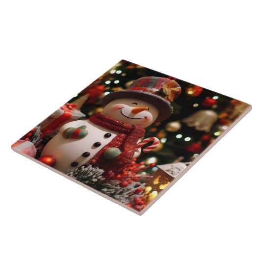 Un bonhomme de neige joyeux pour les fêtes  タイル (側面)