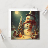 Un bonhomme de neige sous la lune カード (正面/裏面インサイチュ)