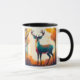 Un cerf imposant figé dans les bois.  マグカップ