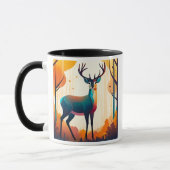Un cerf imposant figé dans les bois. マグカップ (左)