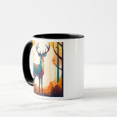 Un cerf imposant figé dans les bois. マグカップ (正面左)