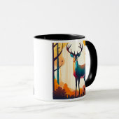 Un cerf imposant figé dans les bois. マグカップ (正面右)