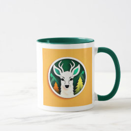 Un Cerf Stylisé avec Forêt マグカップ