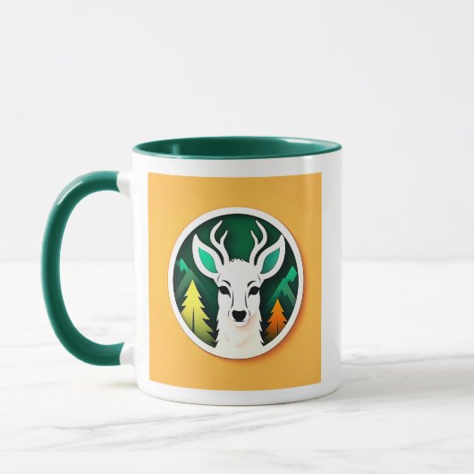 Un Cerf Stylisé avec Forêt マグカップ (左)