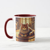 Un chat allongé dans un salon chaleureux. マグカップ (左)