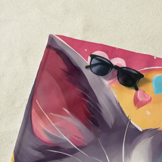 Un chat amoureux ビーチタオル (インサイチュ)