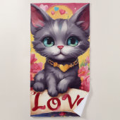 Un chat amoureux ビーチタオル (正面)