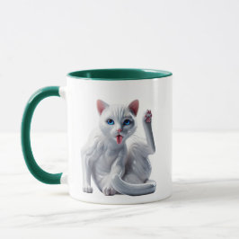 Un chat en 3D commence sa toilette. マグカップ